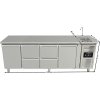 Cooling table with sink, 2 doors on the sides and 4 drawers in the middle