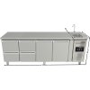 Refrigerated table with sink with 2 doors and 4 drawers on the left