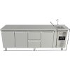 Refrigerated table with sink with 3 doors and 2 drawers middle right