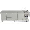 Refrigerated table with sink with 3 doors and 2 drawers middle left