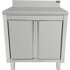 Stainless steel work cabinet - 0.6 m - with hinged doors and rear trim