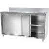Stainless steel work cabinet - 1.6 m - with rear trim and sliding doors
