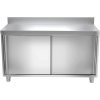 Stainless steel work cabinet - 1.6 m - with rear trim and sliding doors
