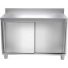 Stainless steel work cabinet - 1.0 m - with rear trim and sliding doors