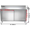Stainless steel work cabinet - 1.8 m - with rear trim and sliding doors