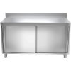 Stainless steel work cabinet - 1.8 m - with rear trim and sliding doors