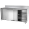 Stainless steel work cabinet - 1.8 m - with rear trim and sliding doors