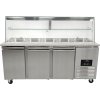 Refrigerated buffet counter with granite top - gray granite