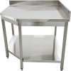 700mm stainless steel corner workbench with bottom shelf and rear upstand