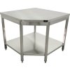 Corner workbench - 700 mm stainless steel with bottom shelf