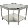 Corner workbench - 700 mm stainless steel with bottom shelf