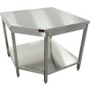 Corner workbench - 700 mm stainless steel with bottom shelf