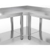 Corner workbench - 700 mm stainless steel with bottom shelf