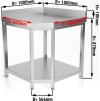Corner workbench 600 mm - stainless steel with bottom shelf and rear upstand