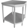 Corner workbench - 600 mm stainless steel with bottom shelf