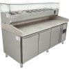 Pizza cooling table - 2015 x 800 mm - with 3 doors and saladette 10 x GN 1/4