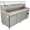 Table de refroidissement pour pizzas - 2015 x 800 mm - avec 3 portes et saladette 9 x GN 1/3