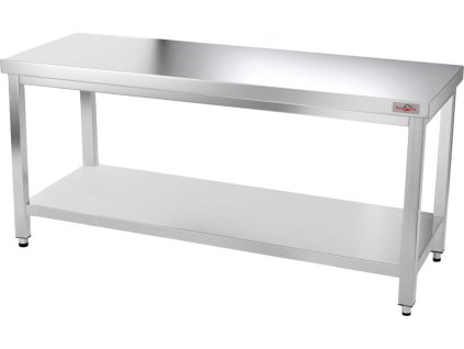 Stainless steel work table with bottom shelf without rear edge - 1.8 x 0.6 m
