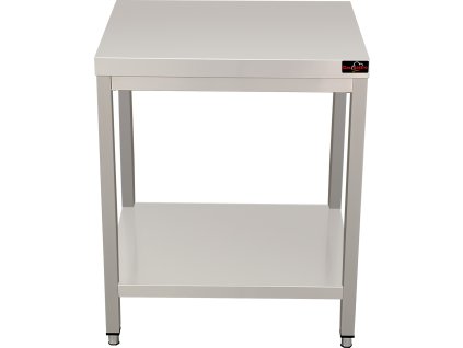 Stainless steel work table with bottom shelf without rear edge - 0.6 x 0.7 m