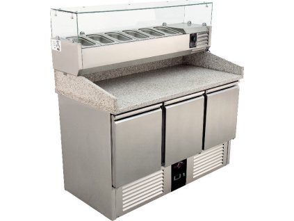 Chladící stůl na pizzu se 3 dveřmi a saladetou