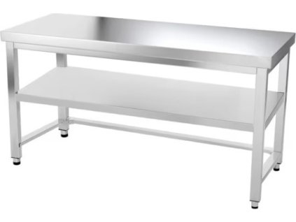 Stół roboczy ze stali nierdzewnej z dolną półką i listwami bez tylnej krawędzi - 1400 x 600 x 870 mm