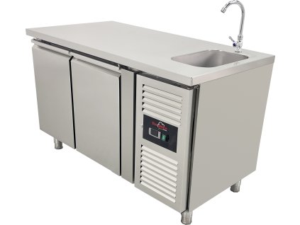 Freezer table with sink with 2 doors