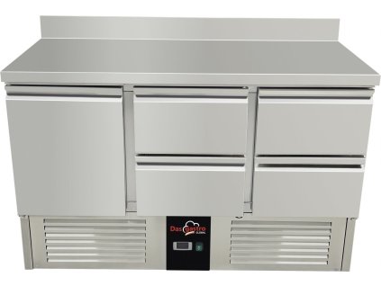 Refrigerated table / preparation table 1.37 mx 0.7 m - with 1 door and 4 drawers on the right and rear trim