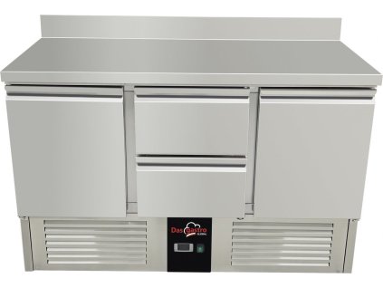 Cooling table / preparation table 1.37 mx 0.7 m - with 2 doors and 2 drawers in the middle and rear trim