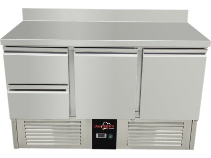 Cooling table / preparation table 1.37 mx 0.7 m - with 2 doors and 2 drawers on the left and rear trim
