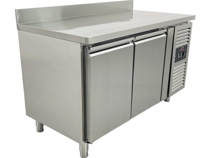 Refrigerated table with 2 doors and rear trim