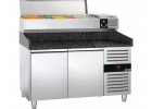 Refrigerated pizza counters with black granite and stainless steel refrigerated display case