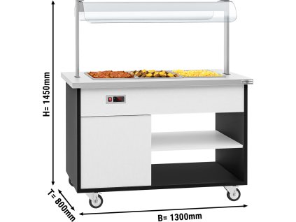 Bufetový pult teplý - 1,3 x 0,8 m - 3x GN 1/1