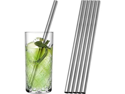 (50 Kusů) Brčka na pití z nerezové oceli - 10 x 200 mm - rovná