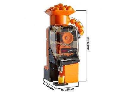 Elektrický odšťavňovač na pomeranče - oranžový - automatické podávání - vč. odtokového kohoutu & režimu čištění