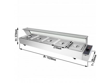 Ohřevná vana e skleněným víkem - elektrická - s 5x GN 1/2