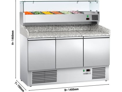 Chladicí stůl na pizzu ECO - 1,4 x 0,7 m - se 3 dveřmi