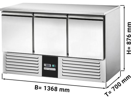 Saladette/ Chladicí stůl PREMIUM - 1,37 x 0,7 m - se 3 dveřmi