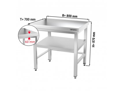 Stainless steel work table PREMIUM - 800x700mm - with base plate and bracing