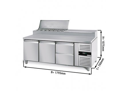 Přípravný stůl PREMIUM - 1,8 x 0,7 m - se 2 dveřmi & 2 šuplíky 1/2