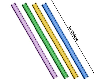 (48 Kusů) Skleněná brčka různých barev - 20 cm - rovná - vč. nylonového čisticího kartáčku
