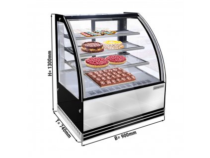 Cake counter - 900mm - with LED lighting - with 3 shelves