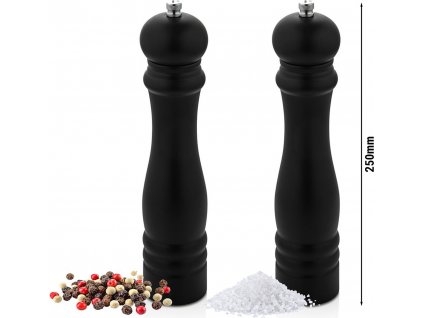 (2 Kusy) Mlýnek na sůl a pepř ze dřeva - výška: 25 cm