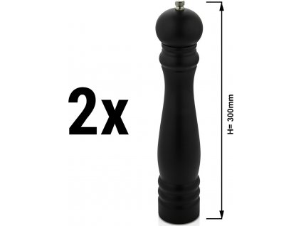 (2 Kusy) Mlýnek na sůl a pepř ze dřeva - výška: 30 cm