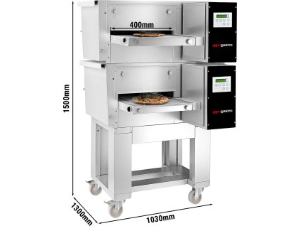 (2 Kusy) Plynové průchozí pece - 1300x1000mm - digitální - šířka pásu: 400mm - vč. podstavce