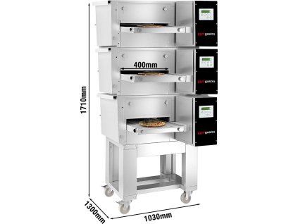 (3 Kusy) Plynová průběžná pec - 1000x1300mm - digitální - šířka pásu: 400mm - vč. podstavce