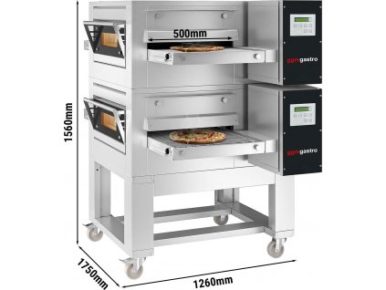 (2 kusy) Plynové průběžné pizza pece - 1,26 x 1,75 m - včetně podstavce