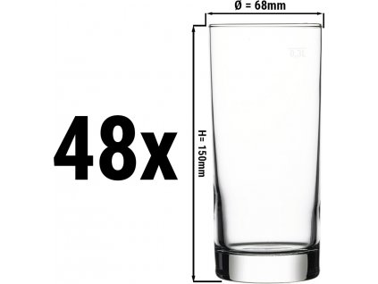 (48 kusů) pivní sklenice - CHICAGO - 380 ccm - kalibrováno na 300 ml