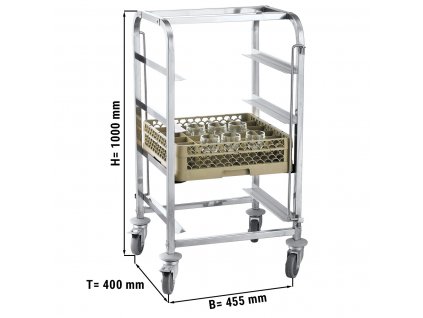 Stainless Steel Dish Rack Trolley - for 4 baskets