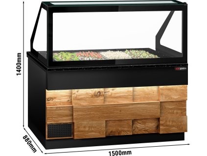 Saladette TORONTO- 1500mm - Wooden front - 2 doors - for 4x GN 1/1 - black granite - worktop