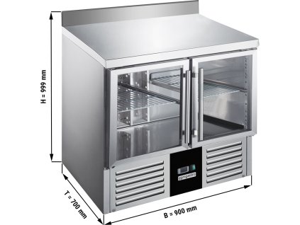 Refrigerated counter PREMIUM - 900x700mm - 2 glass doors & upstand